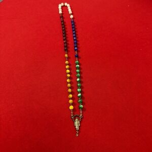 Catholic Religious Multi Color Rainbow Bead Rosary